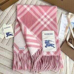 Burberry Pink Check Cashmere Scarf